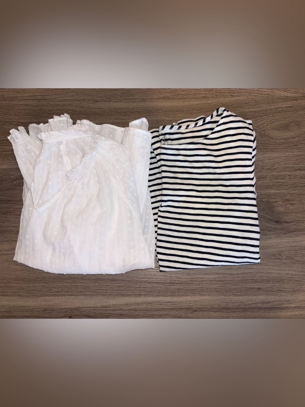 J.Crew Top Bundle Size Large // Swiss Dot Blouse & Striped Long Sleeve Tee
